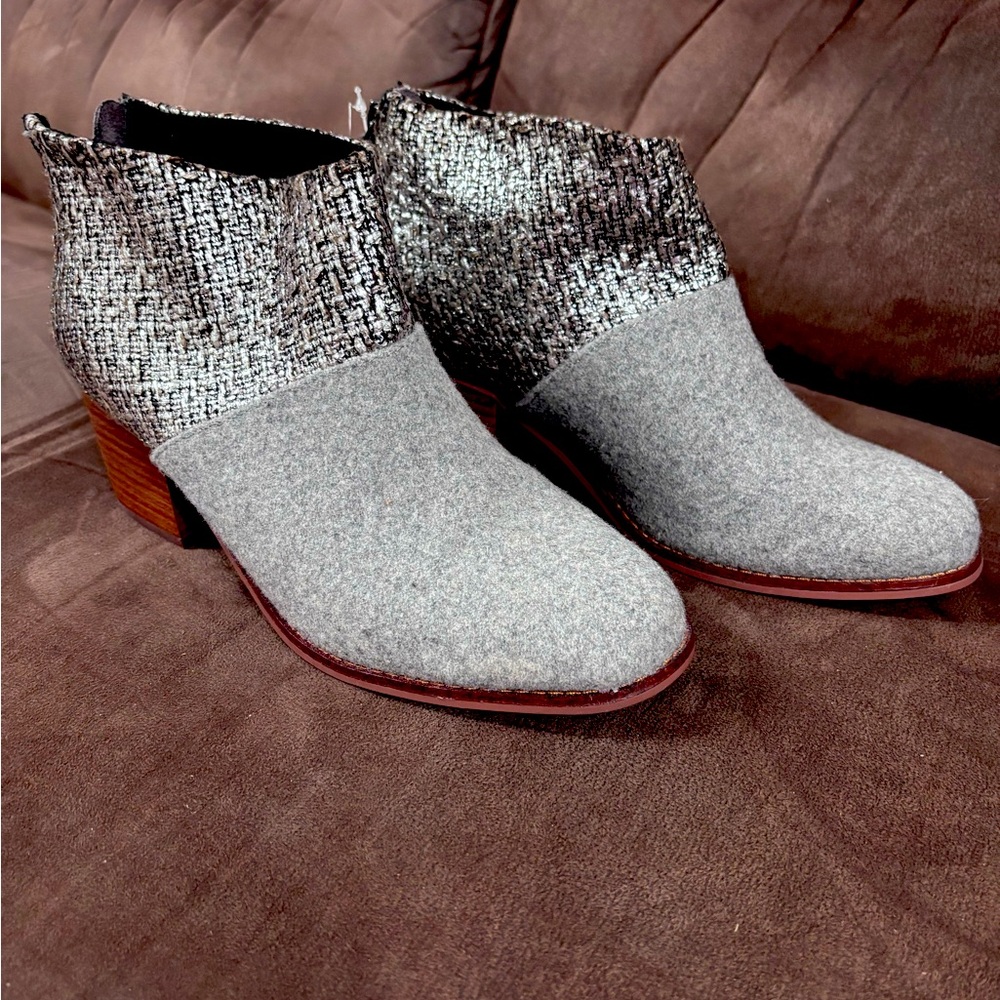Gray/ Silver Toms Booties Size 7.5